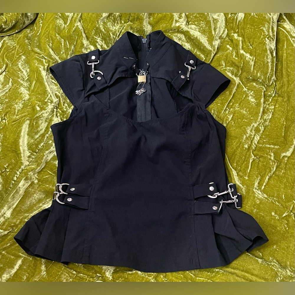 Lip service vintage black corset style buckle Victorian style top rare